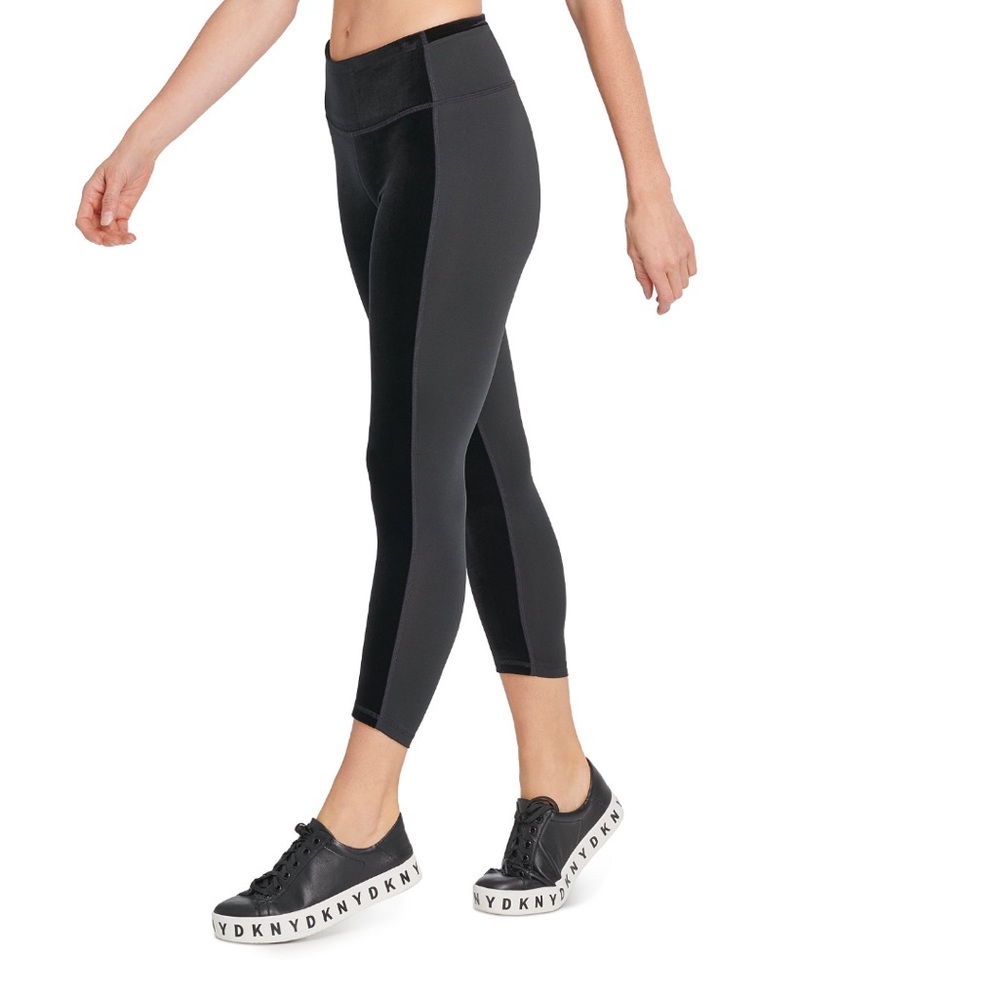 DKNY Sport Velvet Coloblocked high waist leggings